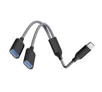 Mllepjdh Adattatore a 2 USB OTG Cavo Splitter Y Hub di espansione USB 2.0 Cavo intrecciato di ricarica dati Hub lettore di schede USB, nero