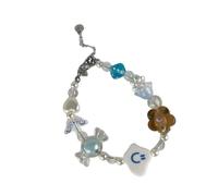 Mllepjdh Bracciale con perline a forma nuvola, catena da polso regolabile con ciondolo a forma cuore e, regalo elegante per gioielli quotidiani Vibrante braccialetto con perline a forma nuvola