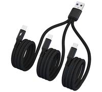 Mllepjdh Cavo di ricarica multiplo intrecciato 3 in 1 Cavo USB multiplo Cavo di ricarica con connettore micro USB di tipo C, cavo di ricarica 3 in 1, nero