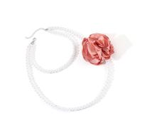 [Mllepjdh] Ciondolo fiore d'argento elegante collana di perle accessori di gioielli portatile di moda per abbigliamento casual