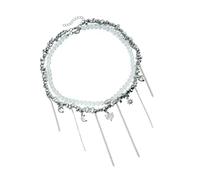 [Mllepjdh] Collana romantica con zirconi a forma di cuore con catena a forma di rabiclo e perfetta per feste e uso quotidiano