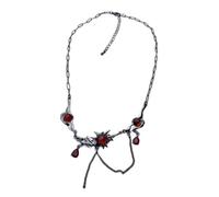[Mllepjdh] Elegante collana di zircone rosso gioielli per festival musicali catena di craviclo gotico per la fotografia di strada alla moda e l'uso quotidiano