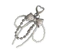 Mllepjdh Elegante portachiavi con fiocco a farfalla con perline Accessorio versatile e robusto per borsa in metallo per appassionati giovanile Personalizza i disegni dei portachiavi
