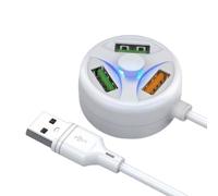 Mllepjdh Hub di ricarica USB multi dispositivo con 3 porte multi porta caricatore USB Splitter USB Extender cavo 118 cm/46,46 pollici convertitore USB, bianco