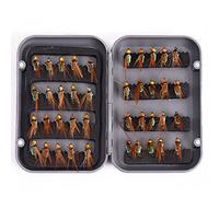 Mllepjdh Mosche per pesca a mosca, ami per mosche asciutte bagnate, per pesca alla trota e salmone, con scatola impermeabile