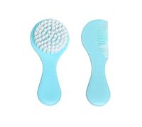 Mllepjdh Set di spazzole e pettini ergonomici per bambini con impugnatura comoda per i genitori, esperienza felice per bambini, delicata artigianalità senza bordi, blu