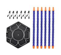 Mllepjdh Stazione di saldatura multifunzionale con sei bracci flessibili 6 morsa ausilio di saldatura base in alluminio per saldatura dispenser terza mano, blu