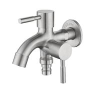 Mlllokfki Doppio rubinetto,Rubinetto 'acqua a doppia uscita da giardino,Rubinetto 'acqua da giardino esterno in acciaio inossidabile con doppia uscita - Rubinetto da giardino bidirezionale,
