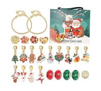 Mlllokfki Set di braccialetti natalizi, con ciondoli natalizi, kit di collane e bracciali, gioielli decorativi natalizi, set per la creazione di gioielli, set creativo per l'avvento