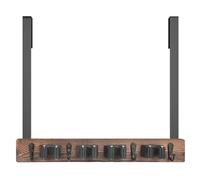 Mlllokfki Supporto da parete per mocio e scopa, appendiabiti da parete in legno per scope, organizer per mocio con ganci, pinza adesiva per mocio, organizer da parete per scope, portaoggetti per scopa