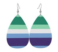 Mlm Pride Flag Gay Man Pride Orecchini in pelle per le donne Orecchini pendenti con pendente a goccia con gancio Regali per ragazza adulta