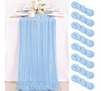 MLMC Confezione da 12 runner da tavola in garza, 3 m, rustico, celeste, per baby shower, 89 x 305 cm, per matrimoni, compleanni, baby shower, decorazione di genere