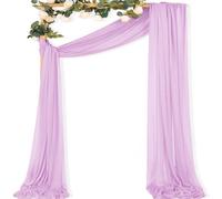MLMC Tessuto drappeggiato per archi nuziali color lilla, 1 pannello, 73,7 x 6,6 m, extra lungo, in chiffon color lavanda, tende velate per sfondi da 6 m, per esterni, cerimonie di nozze, decorazione