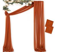 MLMC Tessuto drappeggiato per archi nuziali in terracotta, 2 pannelli, 73,7 cm x 6,1 m, extra lungo, tende velate per sfondi da 6,6 m, per esterni, per cerimonie di nozze autunnali, feste, decorazioni