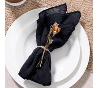 MLMW Set di 10 tovaglioli di stoffa neri in lino, lavabili, 41 x 41 cm, per feste di nozze, baby shower, compleanni, decorazioni da tavola