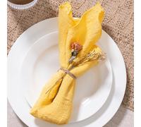 MLMW Set di 6 tovaglioli di stoffa color giallo oro, in lino, per primavera, Pasqua, lavabili, 41 x 41 cm, per feste di nozze, baby shower, decorazioni per la tavola di compleanno