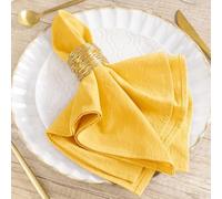 MLMW Set di 6 tovaglioli di stoffa in lino giallo oro, lavabili, 40,6 x 40,6 cm, per feste di nozze rustiche, baby shower, decorazioni per la tavola di compleanno