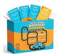 MLOLM Giochi per viaggi su strada, accessori essenziali per viaggi, 4 in 1, set di giochi di auto con curiosità, conversazione, indovinelli, caccia al tesoro, attività di bingo per lunghi viaggi in