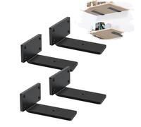 MLOQI 4 Pezzi Staffe per Mensole Pesanti Industrial, Reggimensola, Reggi Mensola da Muro, Staffe a L, 5 mm di Spessore con Viti Nero(10 cm)