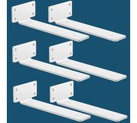MLOQI 6 Pezzi Staffe per Mensole Pesanti Industrial, Reggimensola, Reggi Mensola da Muro, Staffe a L, 5 mm di Spessore con Viti Bianco(30 cm)