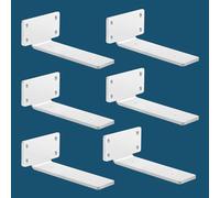 MLOQI 6 Pezzi Staffe per Mensole Pesanti Industrial, Reggimensola, Reggi Mensola da Muro, Staffe a L, 5 mm di Spessore con Viti Bianco(20 cm)