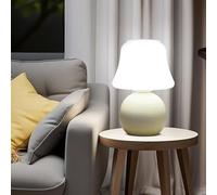 MLOQI Lampada da tavolo a forma di fungo con lampadina in 3 colori, graziosa lampadina, luce notturna con base in ceramica (giallo)