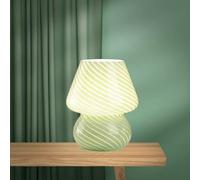 MLOQI Lampada da Tavolo a Fungo per Soggiorno Luci da letto Lampada del Comodino in Vetro con una Lampadina a 3 colori, Luce Notturna, Abat Jour da Comodino (Verde)