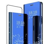 MLOTECH Cover per Redmi Note 13 Pro 5G /Poco X6 e vetro temperato Flip Specchio Standing Anti shock Placcatura Cielo blu