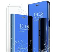 MLOTECH Smart Cover per Huawei P30 PRO Custodia + [2 Pezzi] Proteggi Schermo Flip Traslucido Clear View Specchio Standing Cover Anti Shock Placcatura Cover Cielo Blu