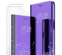 MLOTECH Smart Cover per Huawei P30 PRO Custodia + [2 Pezzi] Proteggi Schermo Flip Traslucido Clear View Specchio Standing Cover Anti Shock Placcatura Cover Porpora