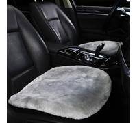 MLOVESIE - Cuscino per sedile auto in vera pelle di pecora, in morbida lana australiana, comodo e caldo con retro antiscivolo, misura universale, 49 x 49 cm (grigio)