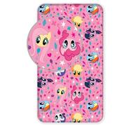 MLP - Lenzuolo con angoli elasticizzati, colore: Rosa con Fluttershy Rainbow Dash Applejack Rarity, 90 x 200 + 25 cm, 100% cotone