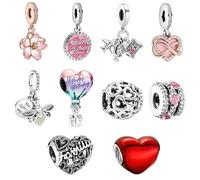 MLPKOI 10 Pezzi Charms per Bracciali, Charm Bead Ciondolo Donna, Compatibile con Braccialetti e Collane, Regalo di Gioielli Perfetto per Donne, Perfetto Regali per Mamma, Moglie, Ragazze e Adolescenti