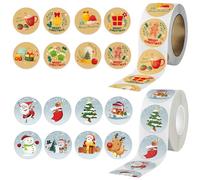 MLPKOI 1000 Pezzi 2 Rotolo di Adesivi Natalizi Autoadesivi, aAdesivi Natale Natalizi, Adesivi di Natalee, Autoadesivi Buon Natale, Decorazioni Festive per Regali, per Scatole Regalo, Scrapbooking