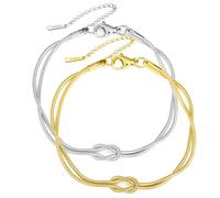 MLPKOI 2 Pezzi Bracciale con Maglia Snake in Argento, Bracciali Donna, Braccialetti a Catena, Regali di Coppia, Regalo Amica, Regalo Fidanzato, Regali Mamma