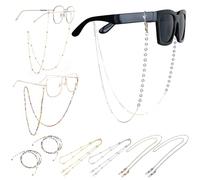 MLPKOI 6 Pezzi Catenella per Occhiali, Multicolore Perline Laccio Occhiali Cordino Antiscivolo Catena Occhiali da Sole con Anelli in Silicone Antiscivolo per Donna Uomo