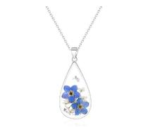 MLPKOI Collana da Donna alla Moda con Pendente con Fiore, Non Ti Scordar di Me Esprimi un Desiderio Vero Fiori Pendente Catena, Ragazza Adolescente Natale per Donna Regalo di Compleanno Collana