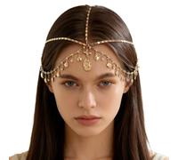 MLPKOI Gioielli per Capelli, Accessori Cleopatra, Bohemien Fascia Nappe Catena, Boho Head Chain Gold, Capelli Donna per Matrimoni, Balli, Feste, Carnevali