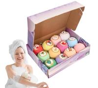 MLqkpwy Sfere da bagno in schiuma di Natale, palla da bagno schiumogeno per | 12 x palline da doccia divertenti a bolle di Natale | Kit di palline da bagno schiumogeno da doccia per ragazzi, ragazze e