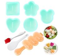 MLRYH Kit Stampini per Onigiri, 8 Pezzi - Stampo Sushi Onigiri DIY, Stampo per Palline di Riso con Paletta e Pennello da Cucina (Verde)