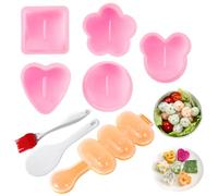 MLRYH Kit Stampini per Onigiri, 8 Pezzi - Stampo Sushi Onigiri DIY, Stampo per Palline di Riso con Paletta e Pennello da Cucina (Rosa)