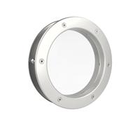 MLS Oblò B4000, per Porte, Robusto Alluminio, Vetro di Sicurezza, Adatto ha Porte di 40 mm di Spessore, Viti di Fissaggio Visibili su Entrambi i Lati, Diametro 300 mm, Vetro Trasparente, Argento