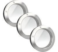 MLS Oblò B4000, Set di 3 Pezzi, Oblò per Porte, in Acciaio Inox, Vetro di Sicurezza, Adatto ha Porte di Spessore 40 mm, Viti di Fissaggio Visibili su Entrambi i Lati, Ø 250 mm, Vetro Trasparente