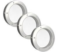MLS Oblò B4000, Set di 3 Pezzi, Robusto Alluminio, Vetro di Sicurezza, Adatto ha Porte di 40 mm di Spessore, Viti di Fissaggio Visibili su Entrambi i Lati, Ø 250 mm, Vetro Trasparente, Argento