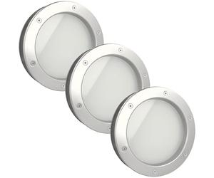 MLS Oblò B4000, Set di 3 Pezzi, Robusto Alluminio, Vetro di Sicurezza, Adatto ha Porte di 40 mm di Spessore, Viti di Fissaggio Visibili su Entrambi i Lati, Ø 250 mm, Vetro Smerigliato, Argento