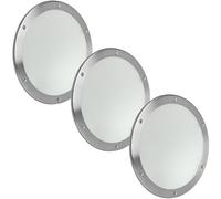 MLS Oblò B5000, Finestra per Porte in Acciaio Inox, Vetro VSG, Montaggio Diretto Sull'anta Della Porta, Senza Tagli, Viti di Visibili su un Lato, Set di 3 Pezzi x 1 Anello Ø 250 mm, Vetro Smerigliato