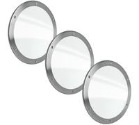 MLS Oblò B5000, Finestra per Porte in Acciaio Inox, Vetro VSG, Montaggio Diretto Sull'anta Della Porta, Senza Tagli, Viti di Visibili su un Lato, Set di 3 Pezzi x 1 Anello Ø 250 mm, Vetro Transparente