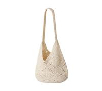 MLSHWUG Borsa A Tracolla in Cotone Tessuto Da Donna Hollow Out Crochet Bohemien Summer Casual Beach Bag,Beige