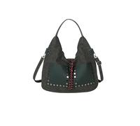 MLSHWUG Borsa Tote Da Donna Stile Punk Fresco Con Borchie E Cerniera, Spalla Aperta, Grande Capacità,Verde,44 * 20 * 29cm