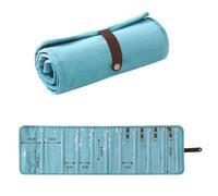 MLSHWUG Borsetta Pieghevole in Velluto Leggero Per Gioielli, Per Orecchini A Perno, Anelli, Collane, Braccialetti,Blu,23.5 x 9 x 9 cm